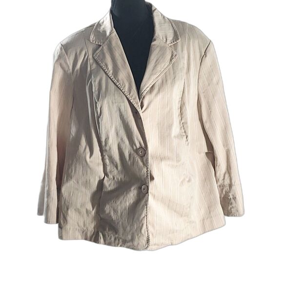 Rafaella Cream Grey White Stripe 2 pc Pant Suit Size 18W - Picture 4 of 11